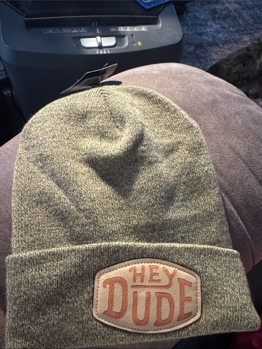 Hey Dude Olive Green Knit Beanie with Logo Patch - Picture 1 of 1